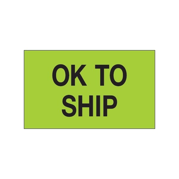 Bsc Preferred 3 x 5'' - ''OK To Ship'' Fluorescent Green Labels BUY00023942 - main